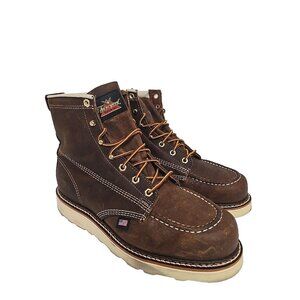 Thorogood Men's 6" 814-4203 USA Wedge Sole Soft Toe Boot Brown Size 9.5 2E